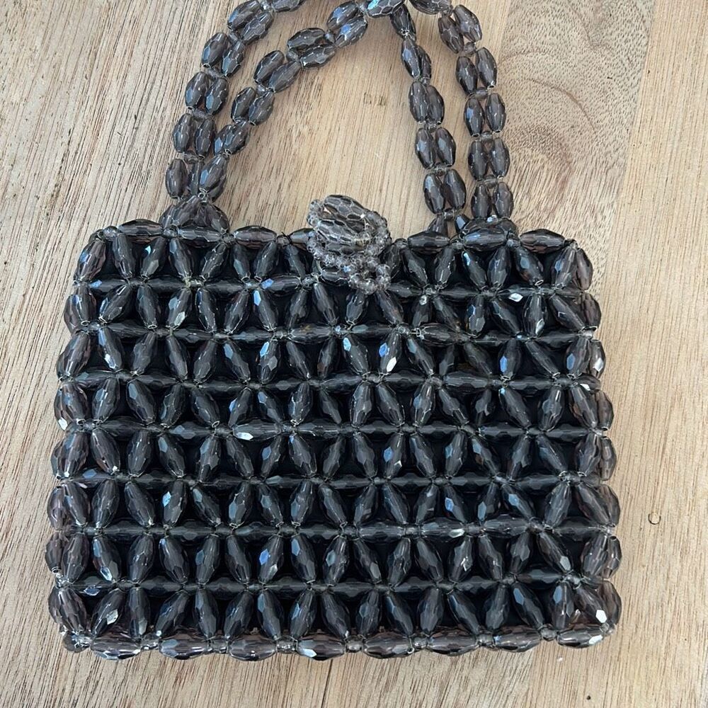 Rosenfeld gray beaded handbag vintage made in Italy evening bag